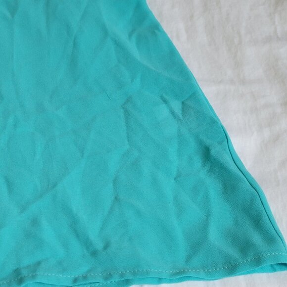 Andree Large women turquoise sheer shirt beadwork on color - Picture 15 of 16